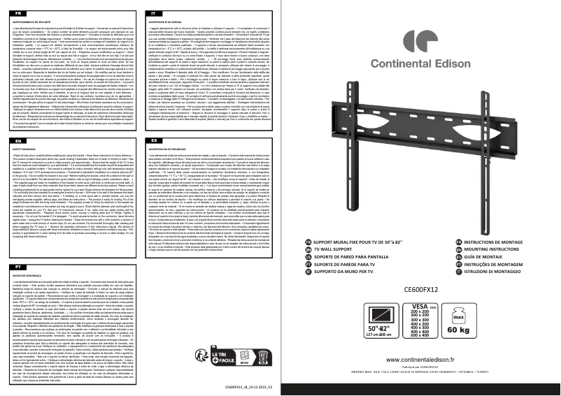 Page n°1 - Guide d'installation Continental Edison CE600FX12