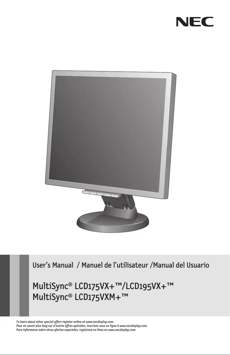 Imagen de la primera página del manual del dispositivo MultiSync LCD175VXM