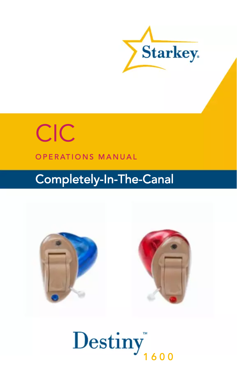 Page 1 de la notice Manuel utilisateur Starkey Destiny 1600 CIC