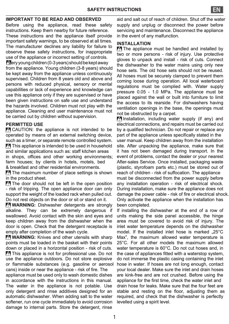 Page 1 de la notice Instructions de sécurité Bauknecht B2I HD526 A