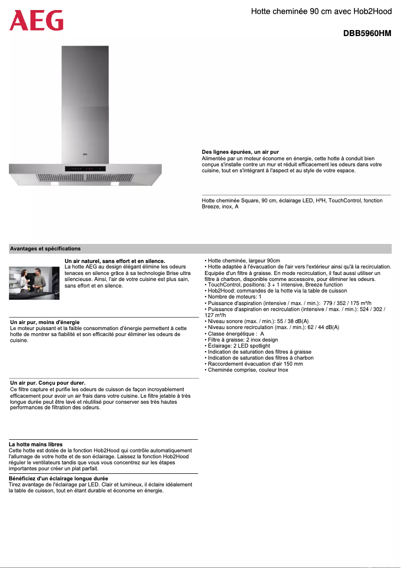 Página 1 del manual Ficha técnica AEG DBB5960HM