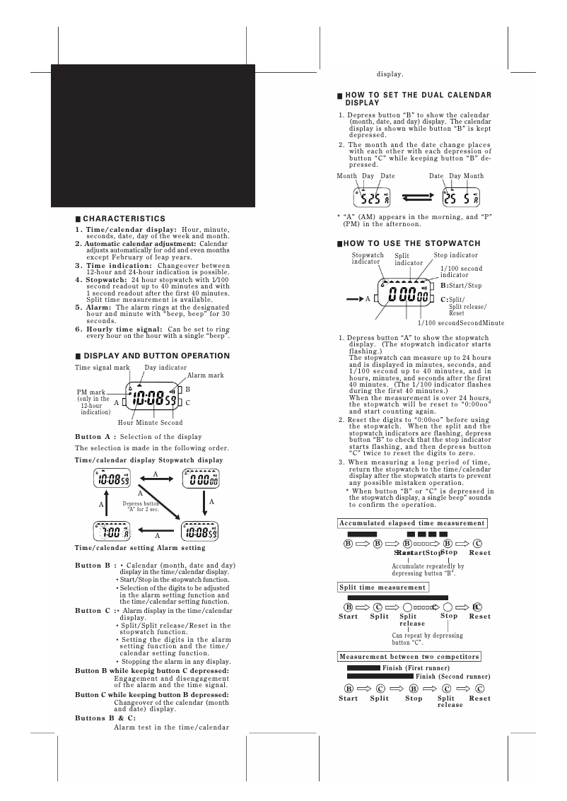Page n°1 - Manuel utilisateur Lorus W207