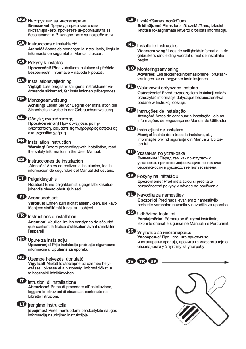 Page 1 de la notice Guide d'installation Zanussi ZNLN16ES