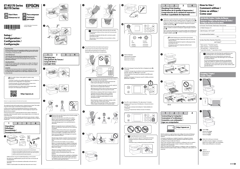 Page n°1 - Guide d'installation Epson EcoTank M2170