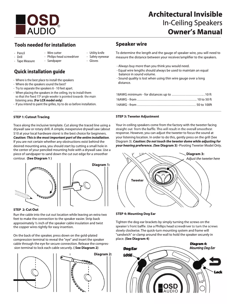 Page 1 de la notice Manuel utilisateur OSD Audio ACE520