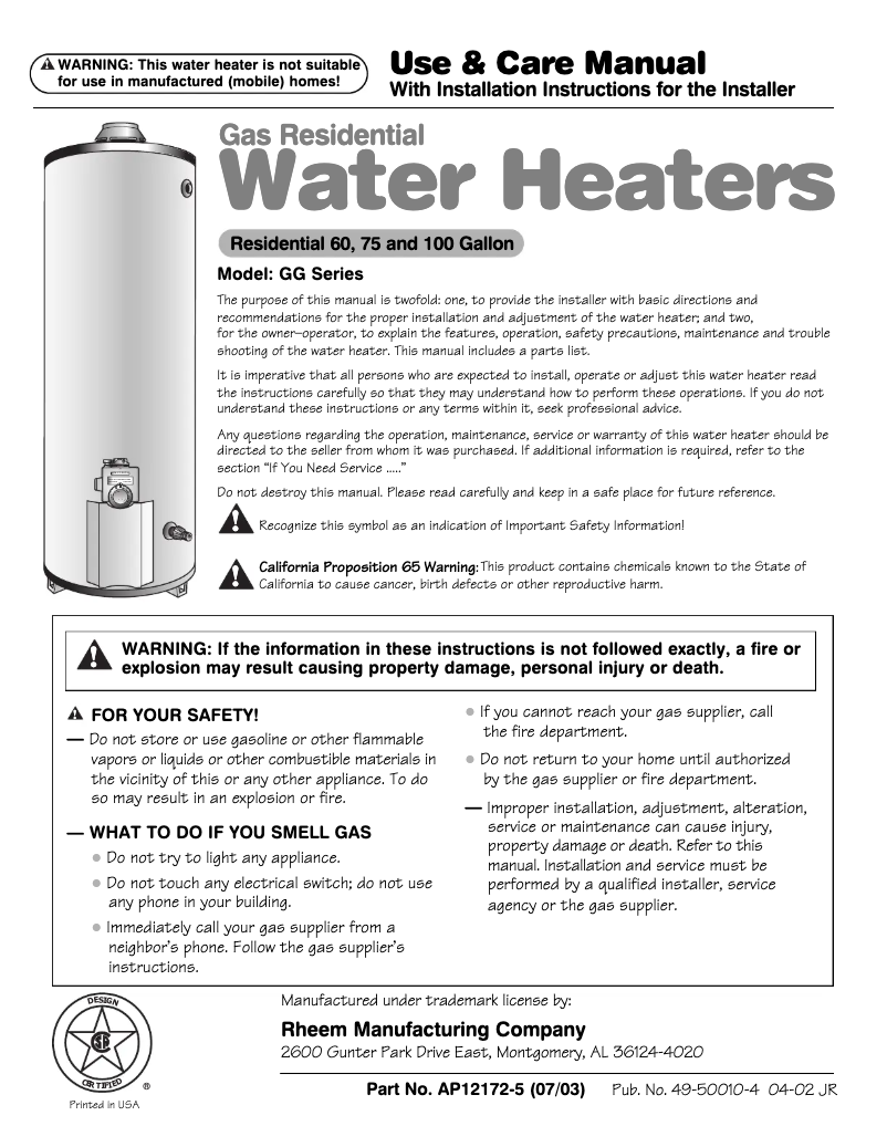 Página 1 del manual Manual de uso y mantenimiento GE SG60T12YNG00