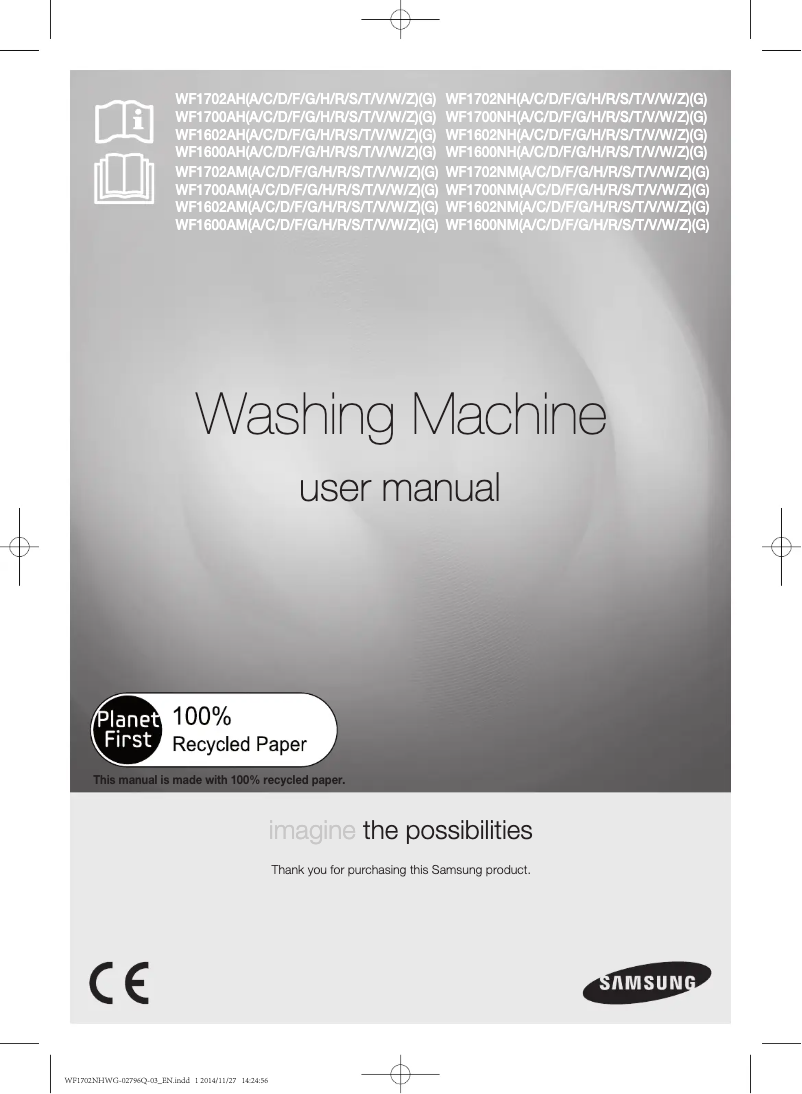 Page n°1 - Manuel utilisateur Samsung WF1702NHWG