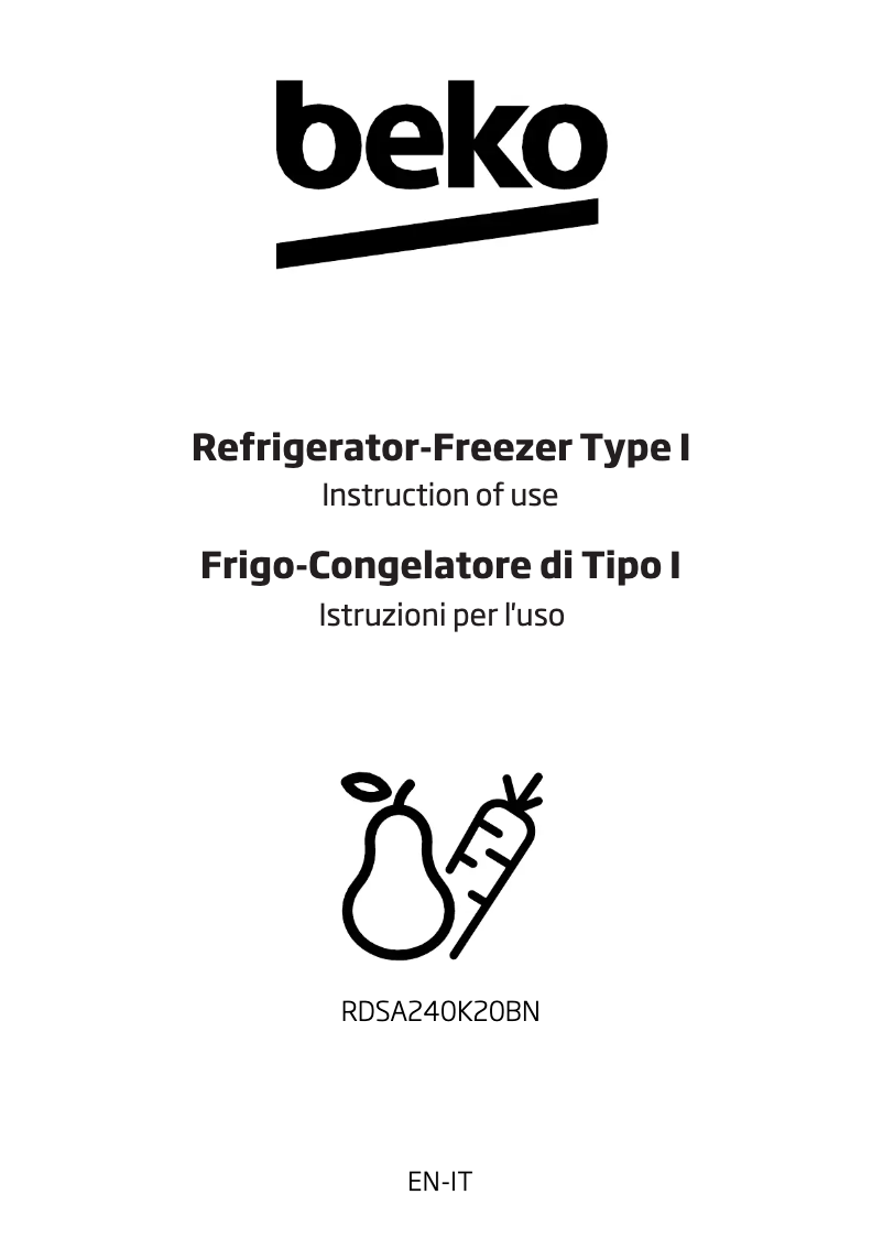Page 1 de la notice Manuel utilisateur Beko RDSA240K20BN