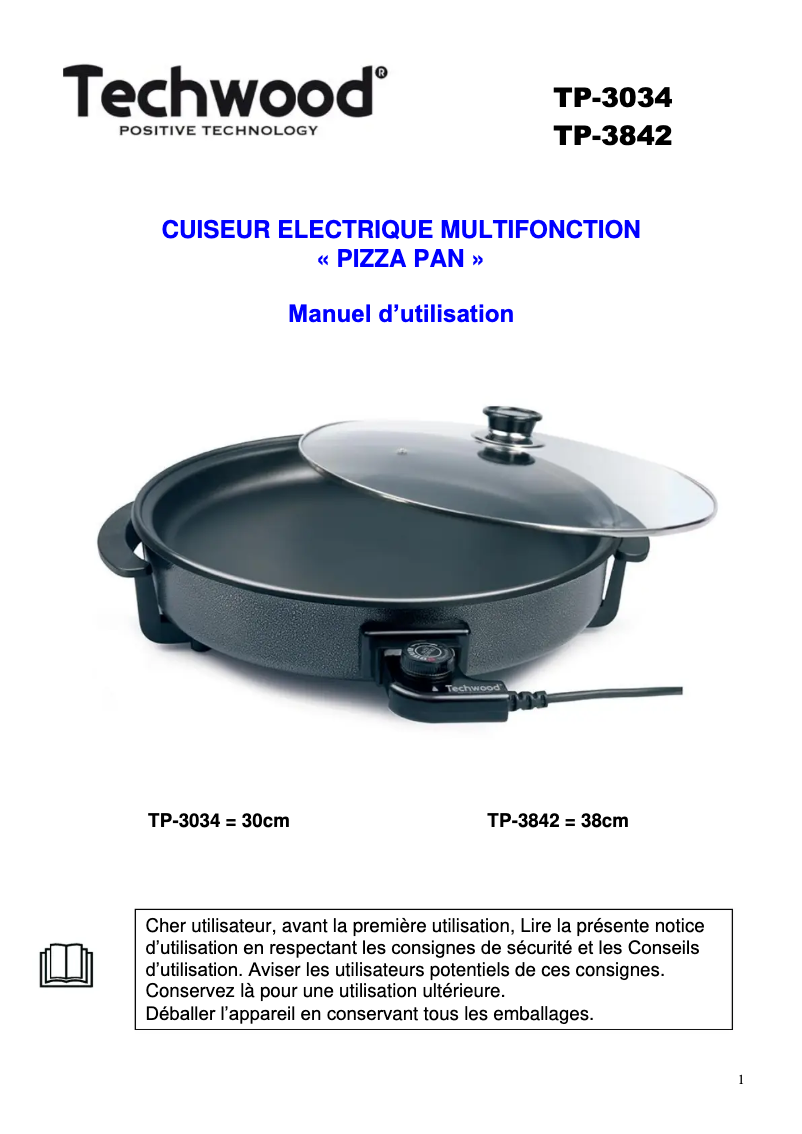 Page 1 de la notice Manuel utilisateur Techwood TP-3034