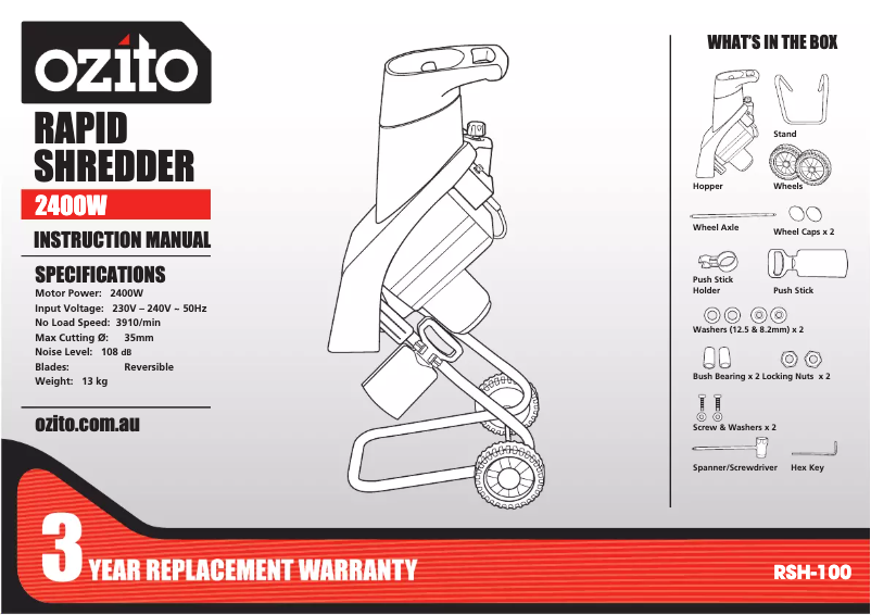 Image de la première page du manuel de l'appareil RSH-100
