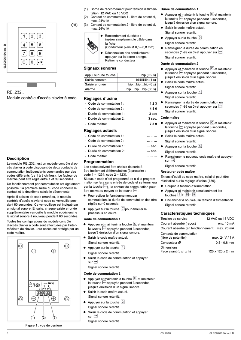 Page 1 of the manual Instructions / Assembly Elcom REN232X