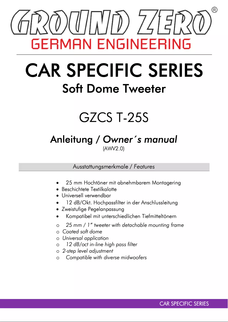 Imagen de la primera página del manual del dispositivo GZCS T-25S