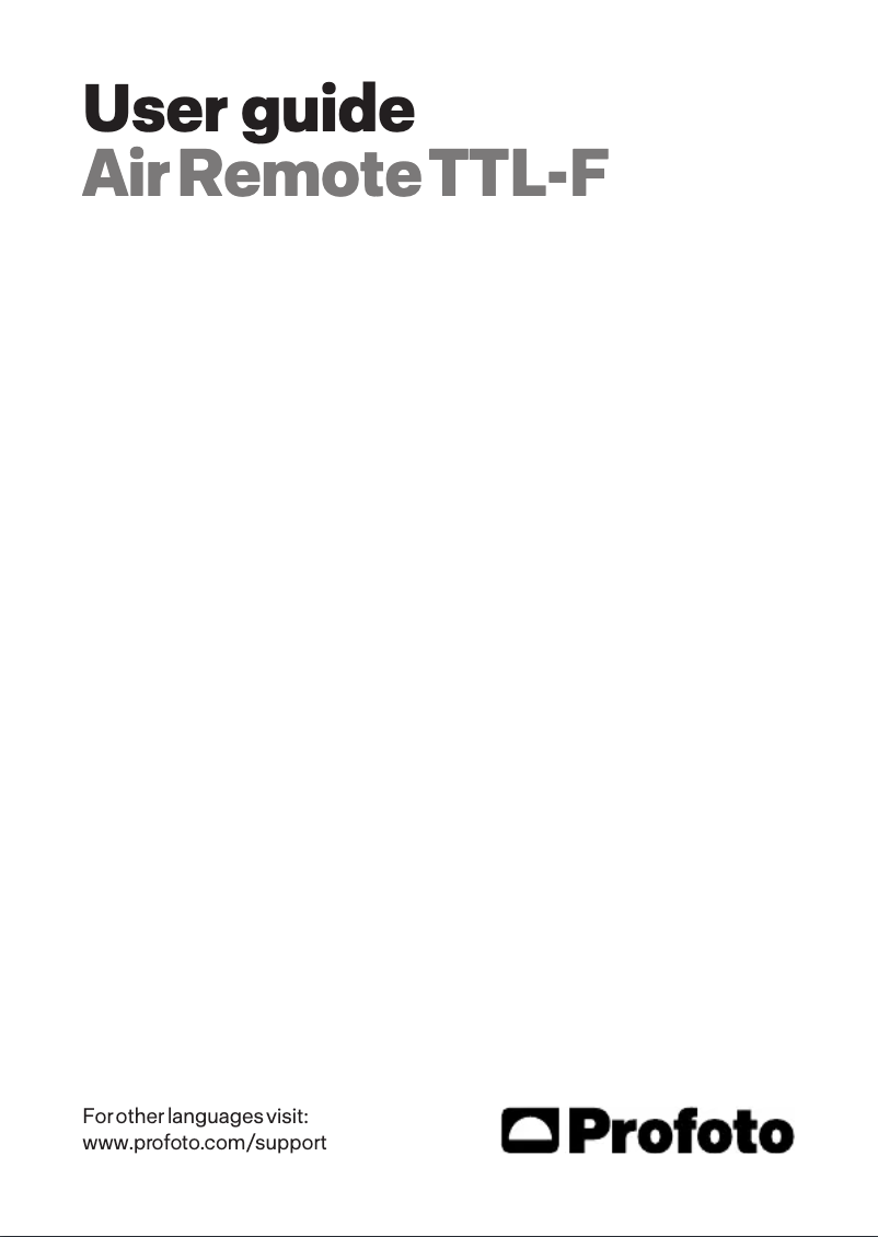 Page 1 de la notice Manuel utilisateur Profoto Air Remote TTL-F
