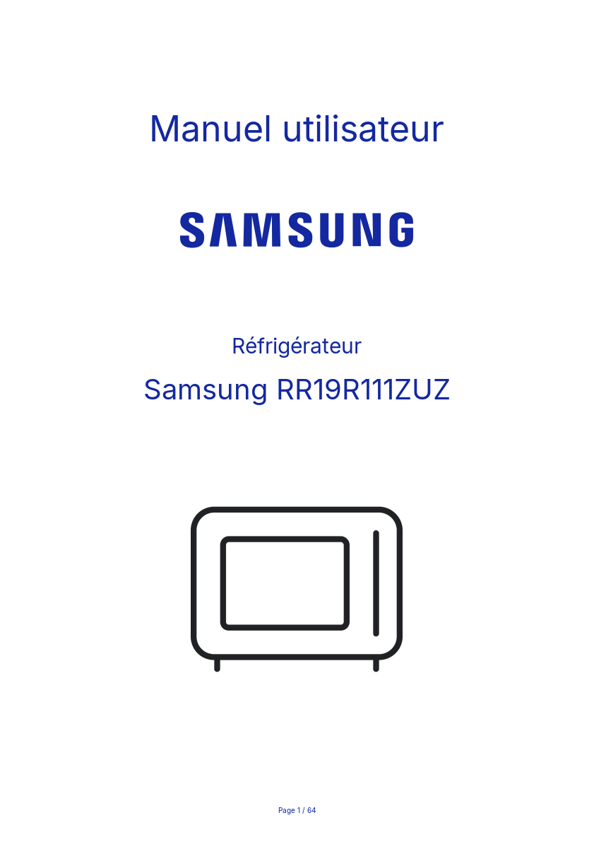 Page n°1 - Manuel utilisateur Samsung RR19R111ZUZ