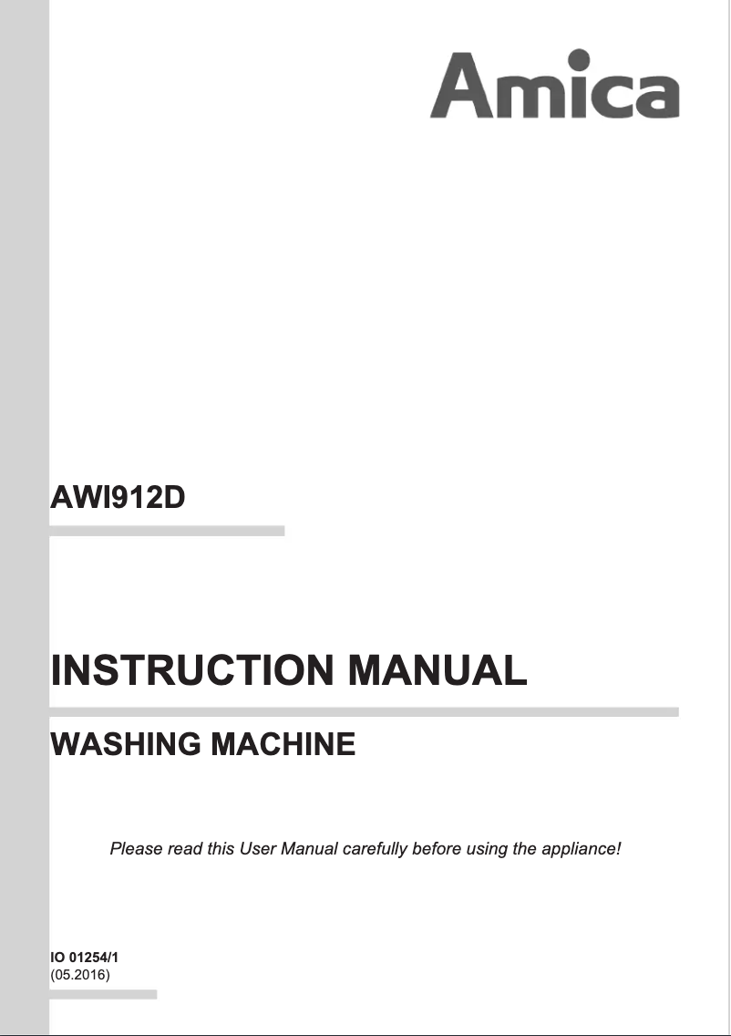 Page n°1 - Manuel utilisateur Amica AWI912D