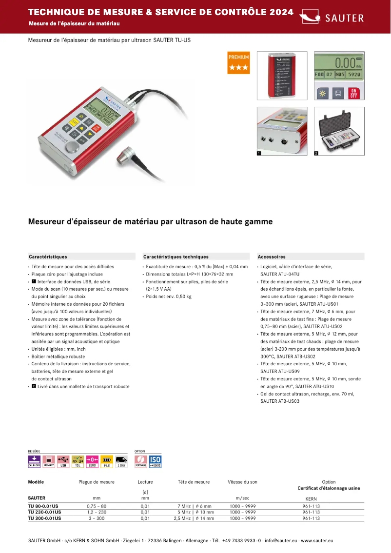 Page 1 de la notice Brochure Sauter TU 230-0.01US