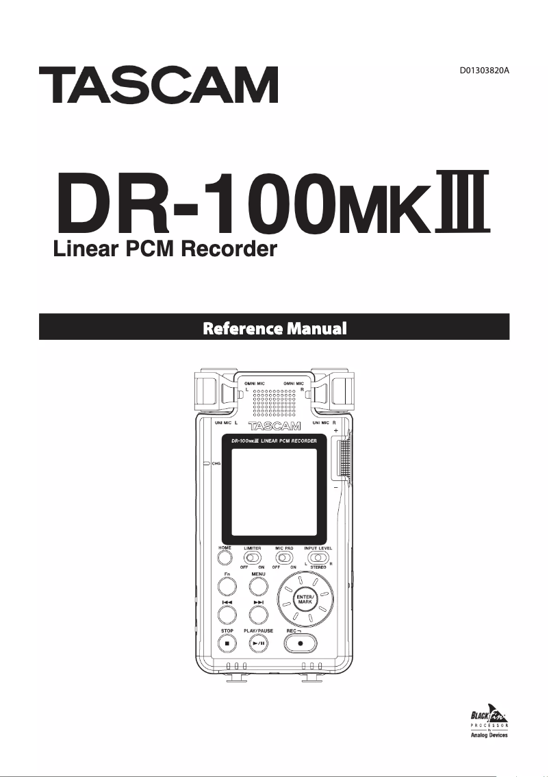 Page 1 de la notice Manuel utilisateur Tascam DR-100MKIII