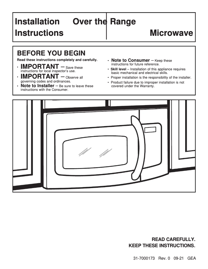 First page image of the manual for JNM3163DJBB