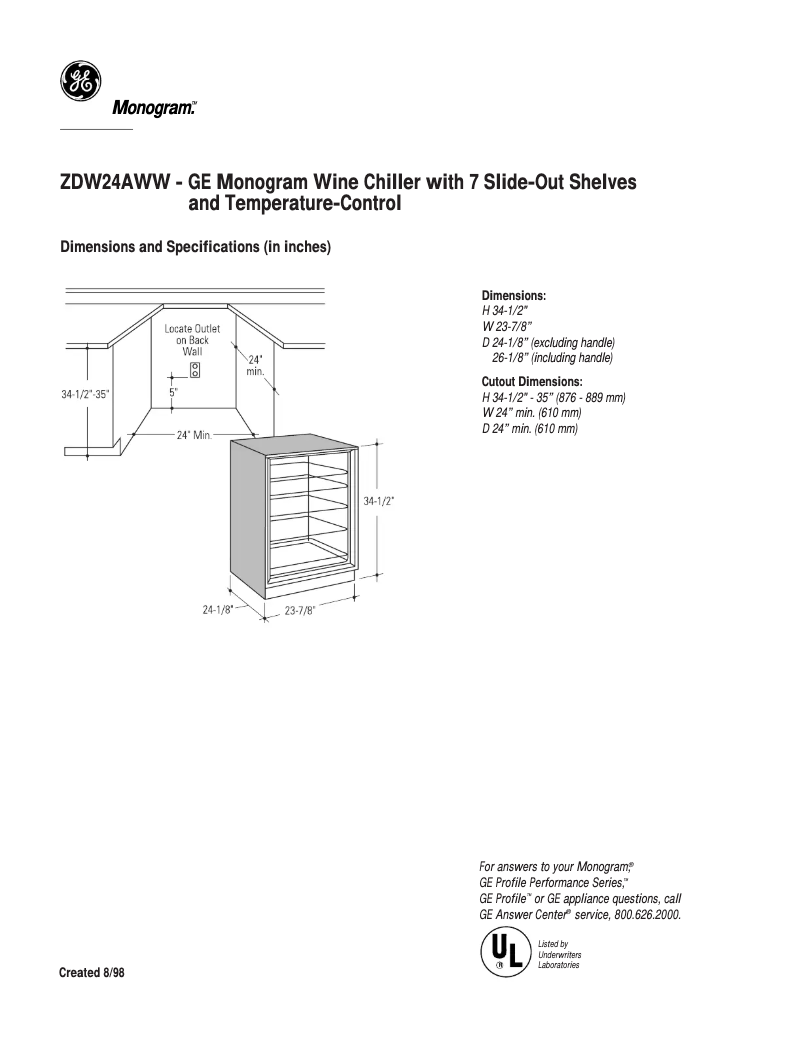 Imagen de la primera página del manual del dispositivo ZDW24AWW