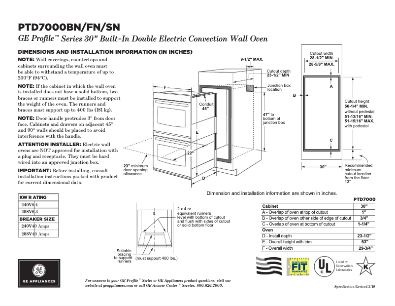 Image de la première page du manuel de l'appareil Profile PTD7000SNSS