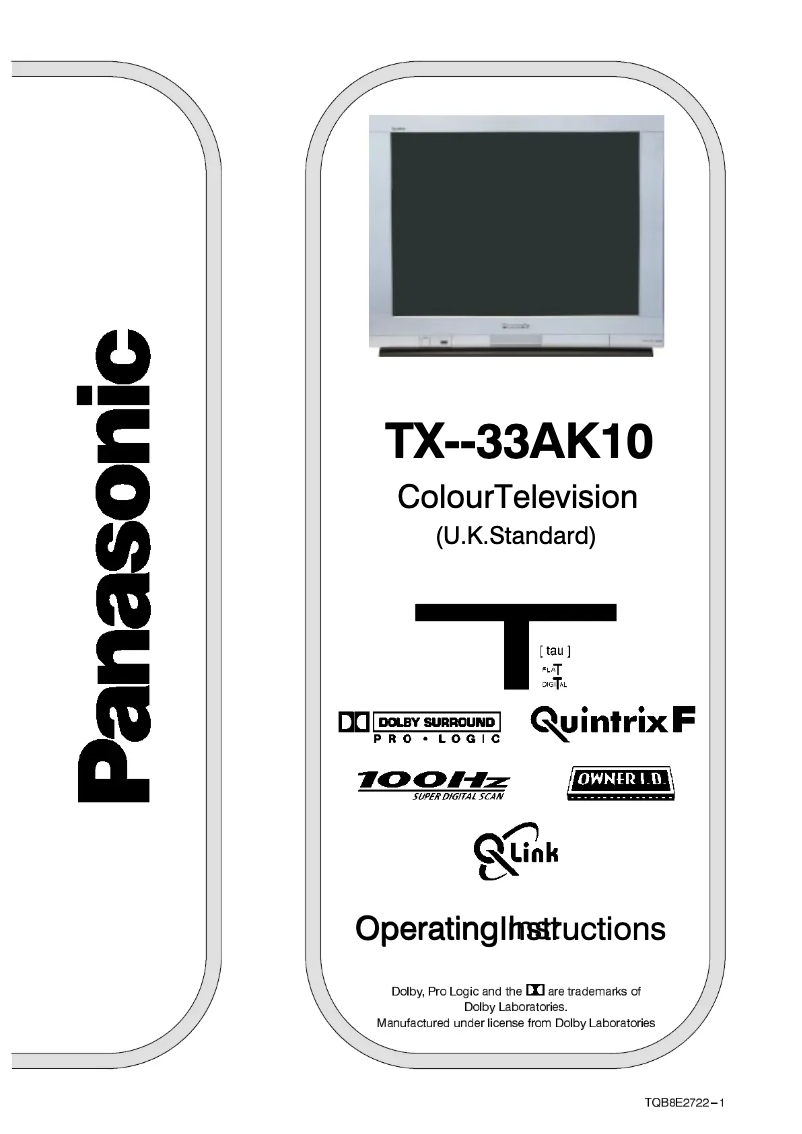 Page 1 de la notice Manuel utilisateur Panasonic TX-33AK10