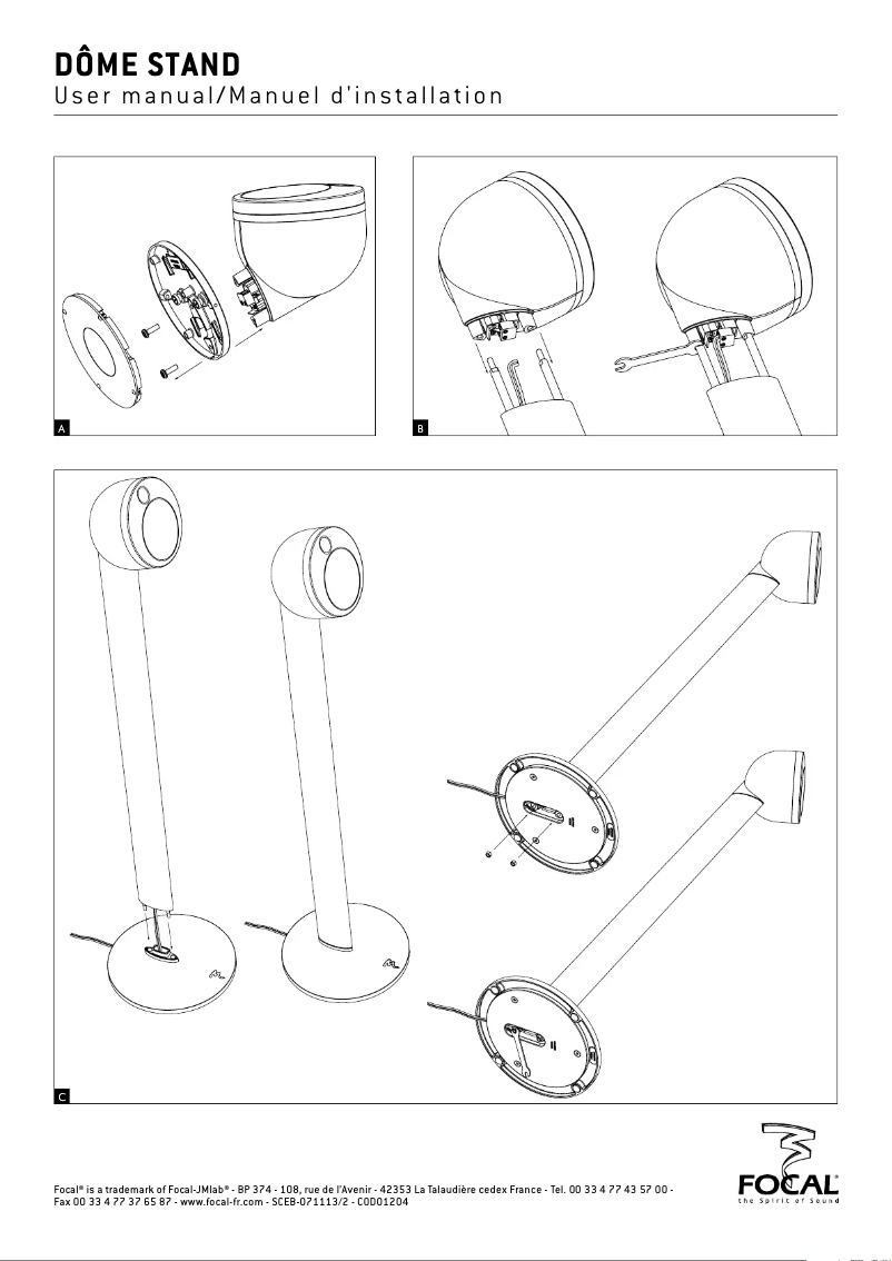 Page 1 de la notice Manuel utilisateur Focal Dôme Stand