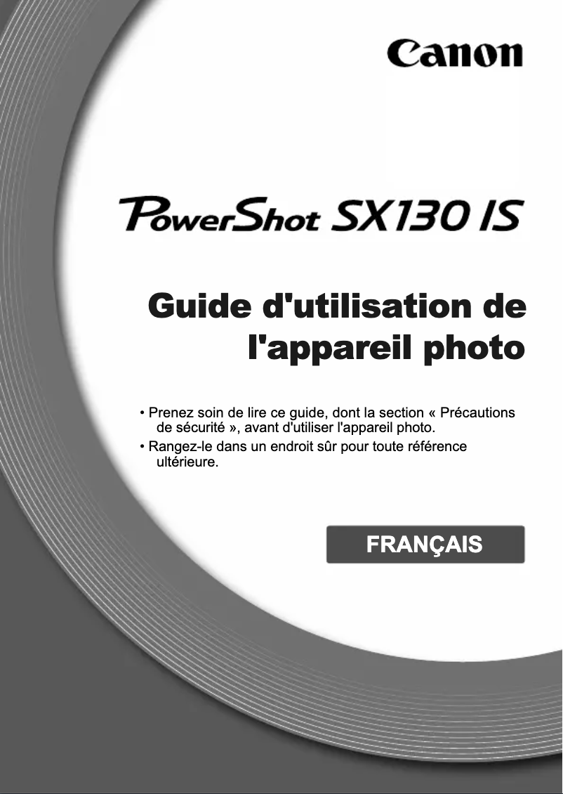Page 1 de la notice Manuel utilisateur Canon PowerShot SX130 IS