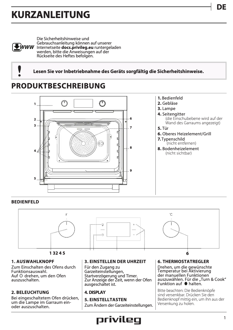 Image de la première page du manuel de l'appareil PBWR6 OH5V IN