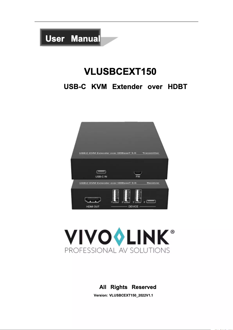 Page 1 de la notice Manuel utilisateur Vivolink VLUSBCEXT150