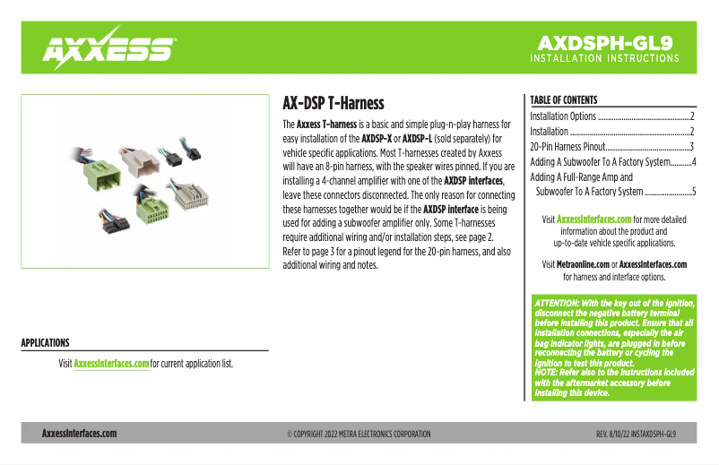 Page 1 de la notice Manuel utilisateur AXESS AXDSPH-GL9