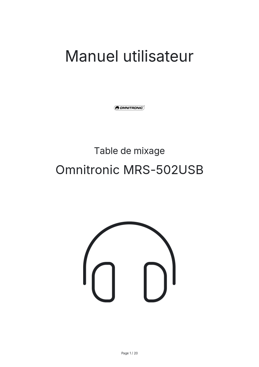 Page n°1 - Manuel utilisateur Omnitronic MRS-502USB