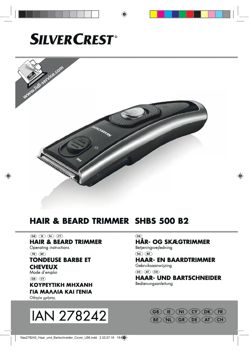 Page 1 de la notice Manuel utilisateur SilverCrest SHBS 500 B2