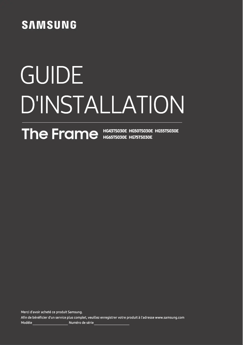 Page 1 de la notice Guide d'installation Samsung HG55TS030EB
