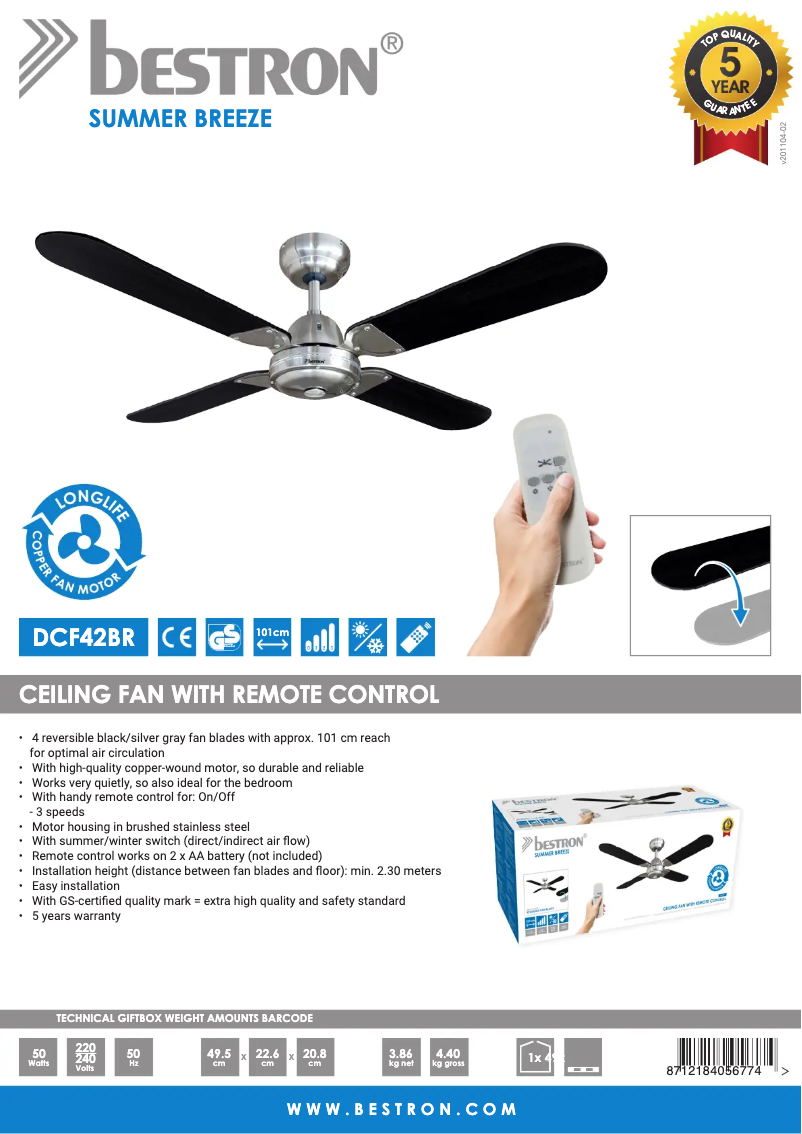 Image de la première page du manuel de l'appareil Summer Breeze DCF42BR