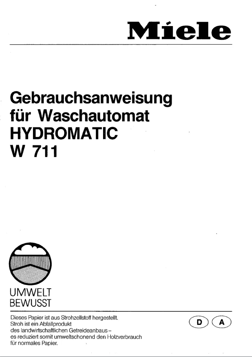 Page 1 de la notice Manuel utilisateur Miele Hydromatic W 711