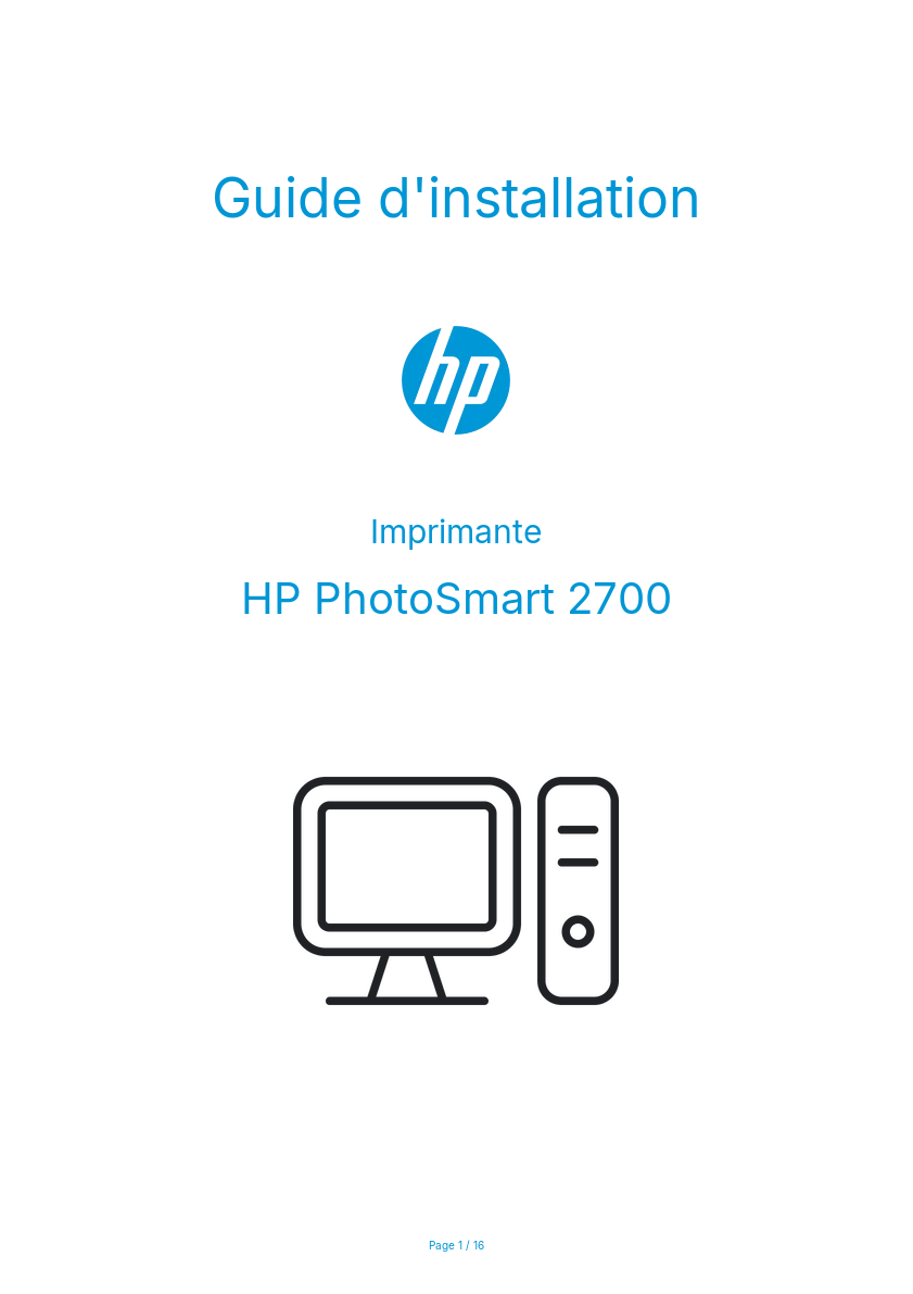 Page n°1 - Guide d'installation HP PhotoSmart 2700