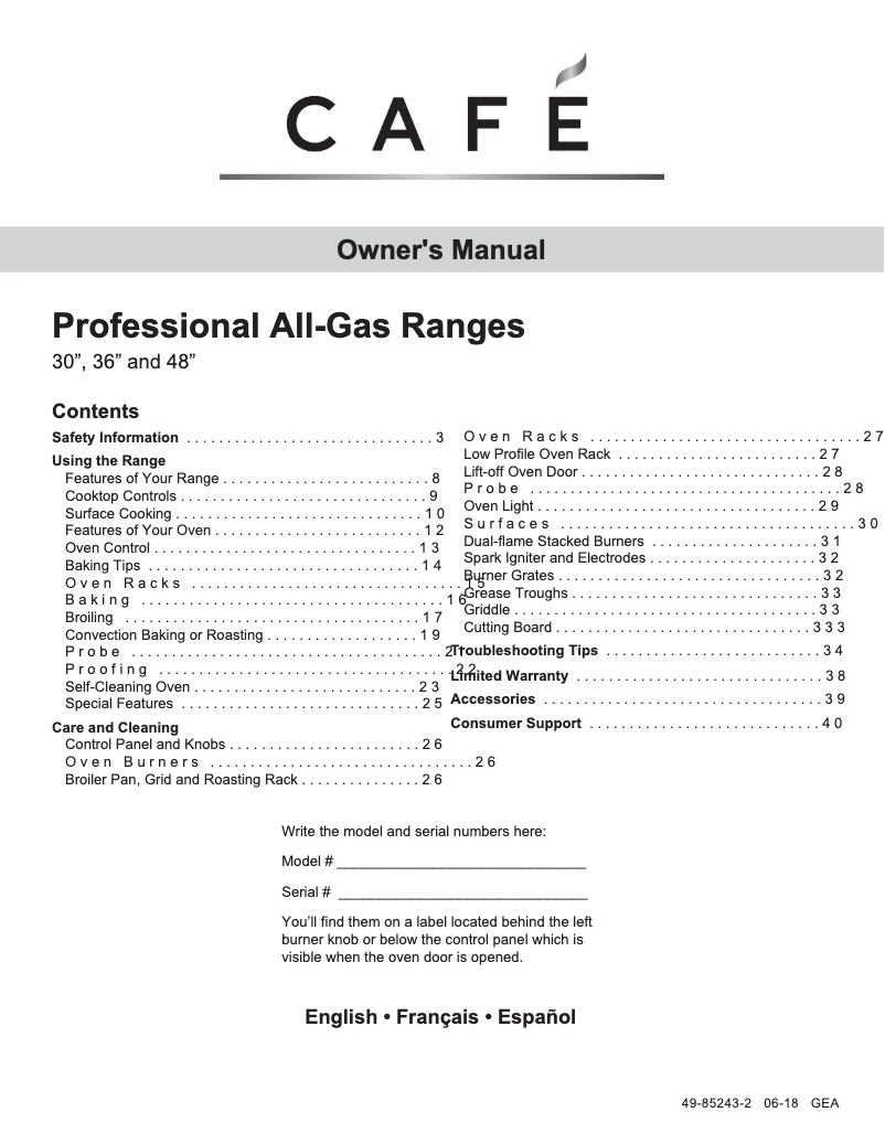 Page 1 de la notice Manuel utilisateur GE CGY366P3MD1