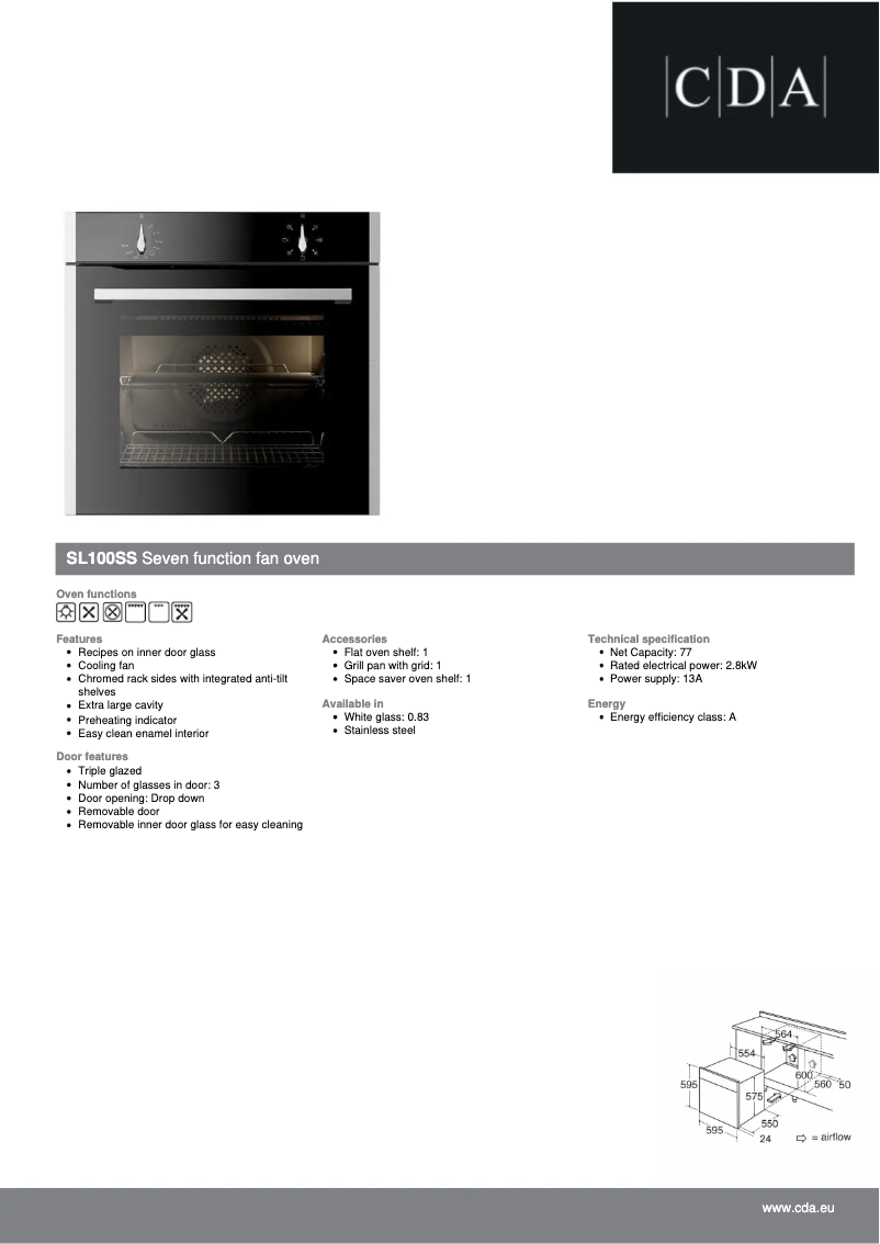 Page n°1 - Fiche technique CDA SL100SS