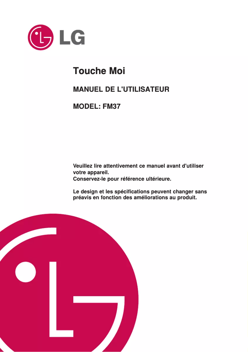 Page n°1 - Manuel utilisateur LG MF-FM37E4K