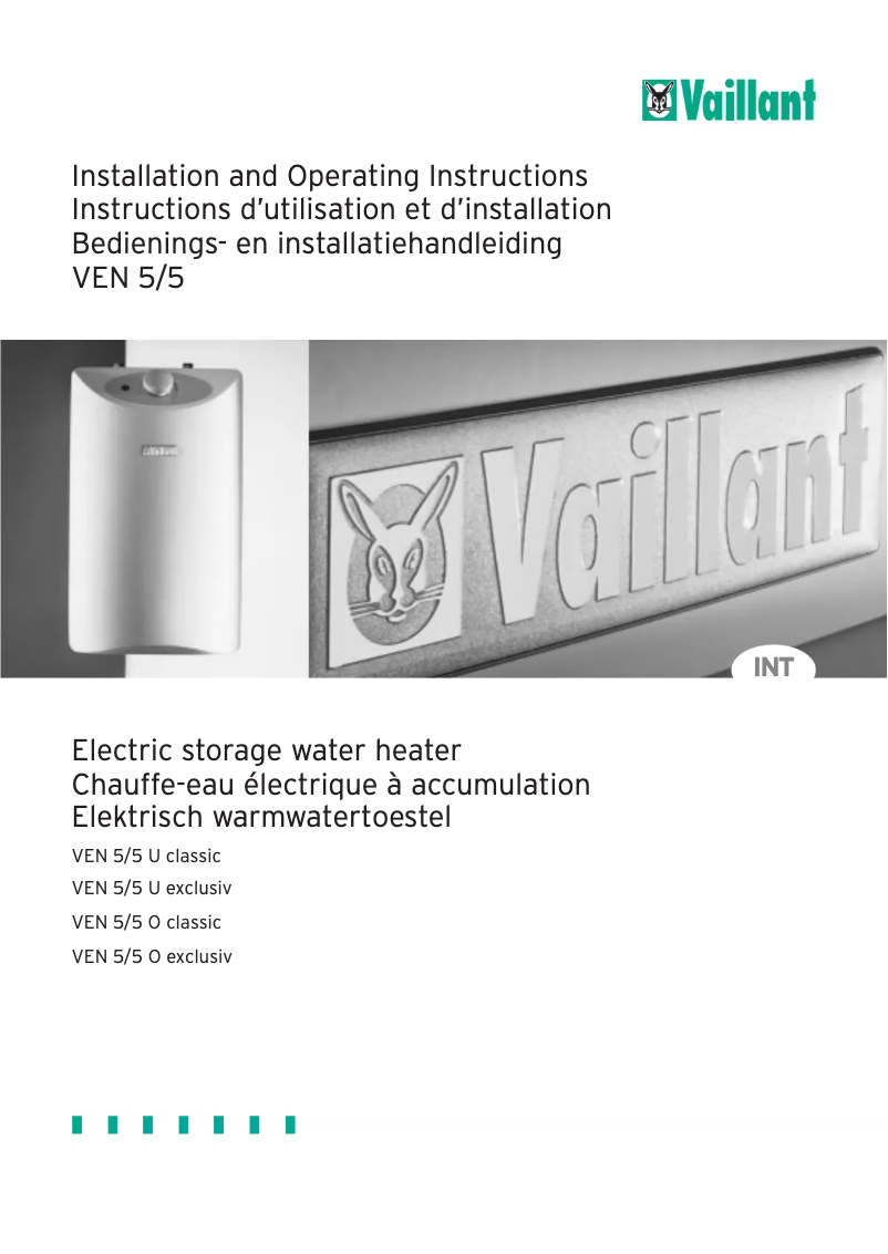 Page n°1 - Manuel utilisateur Vaillant VEN 5/5 O classic