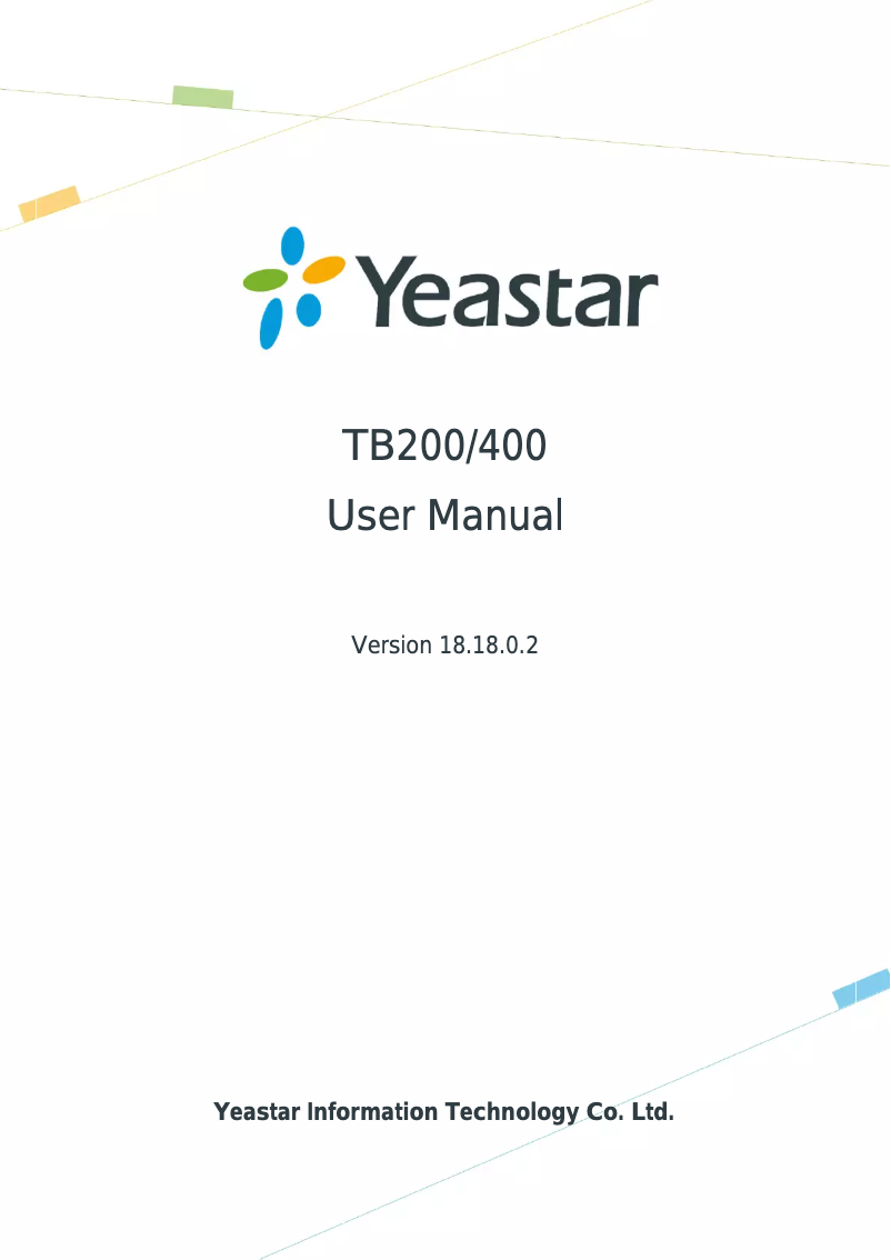 Page n°1 - Manuel utilisateur Yeastar TB200