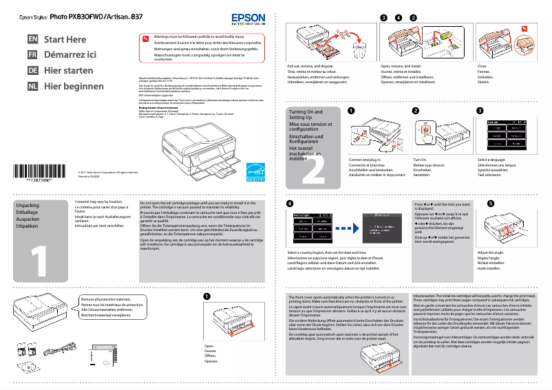 Image de la première page du manuel de l'appareil Stylus Photo PX830FWD