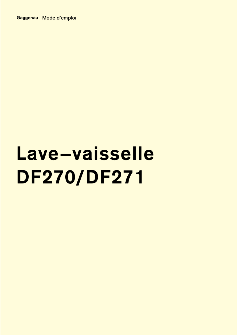 Image de la première page du manuel de l'appareil DF271160F