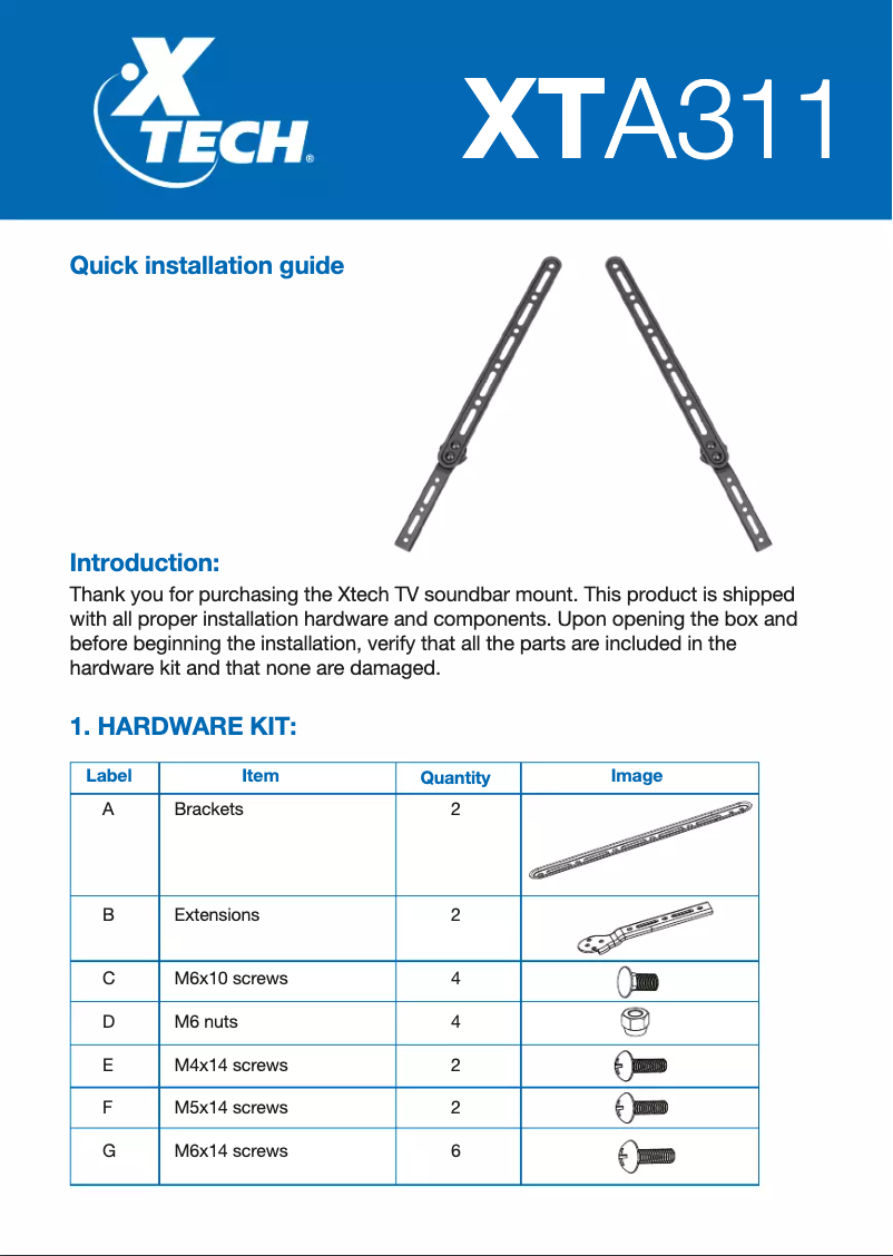 Página 1 del manual Manual de usuario Xtech XTA-311