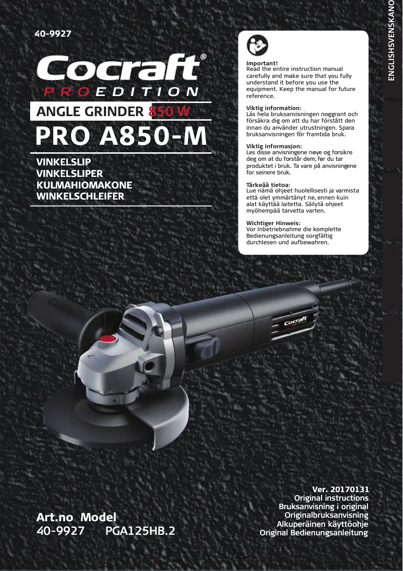 Page n°1 - Manuel utilisateur Cocraft PRO A850-M