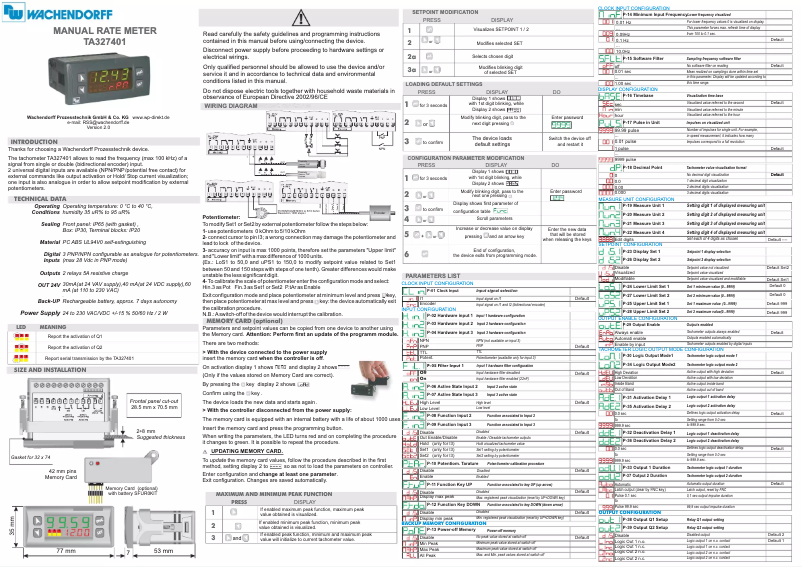 Page n°1 - Manuel utilisateur Wachendorff TA327401