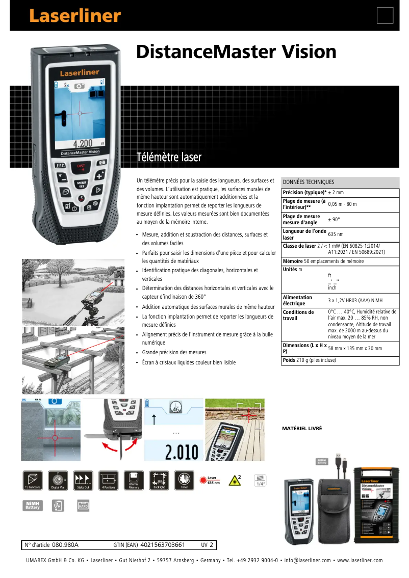 Image de la première page du manuel de l'appareil DistanceMaster Vision