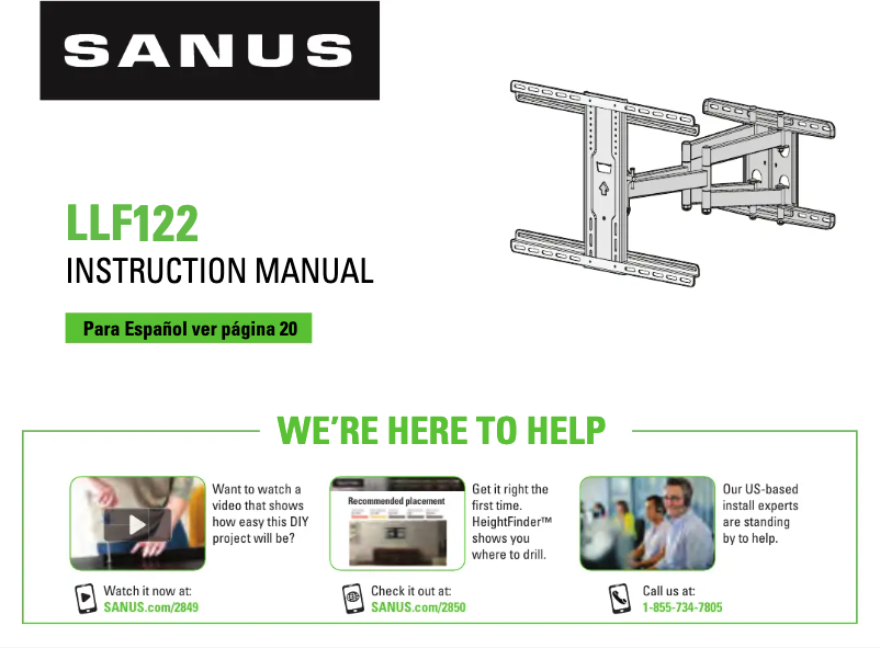 Page 1 de la notice Manuel utilisateur Sanus LLF122