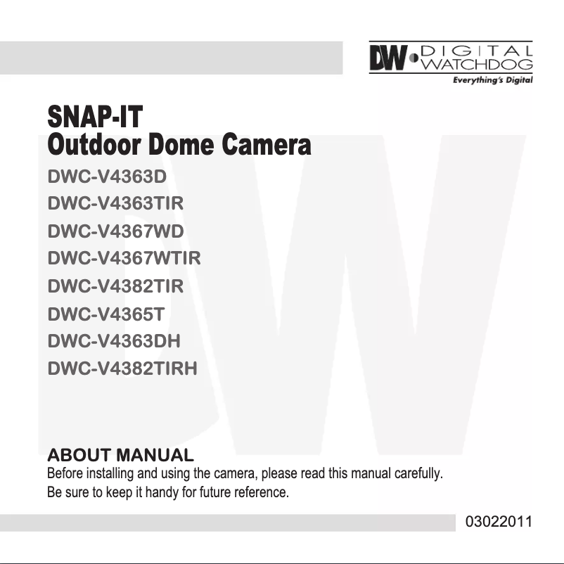 Page 1 de la notice Manuel utilisateur Digital Watchdog Star-Light DWC-V4363DH