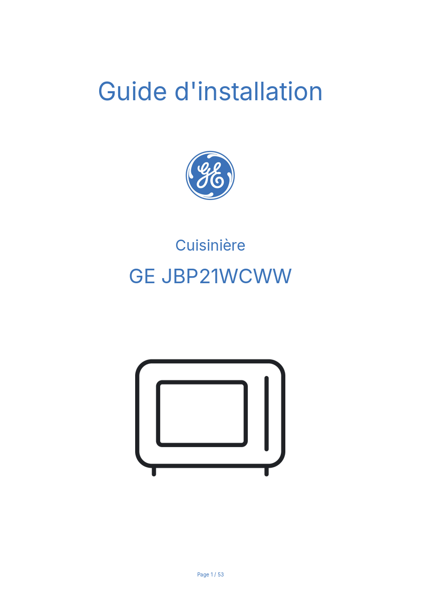 Image de la première page du manuel de l'appareil JBP21WCWW